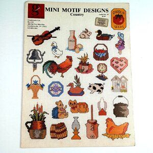 Mini Motif Designs Country Cross Stitch 27 Charts 4 Pages Vtg 1984